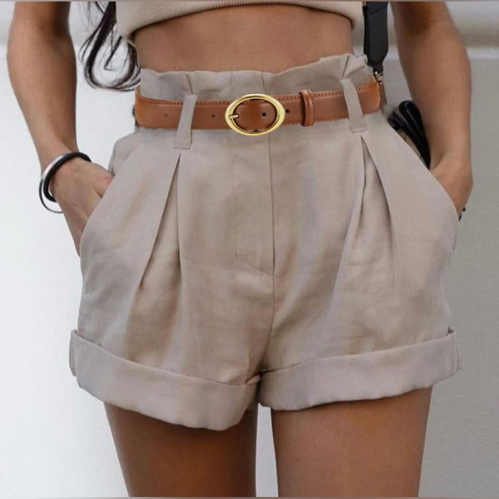 New Women CHAOREN Leather Belt  Pants/Shorts Belt Gold Buckle, 1.15" Width Lad